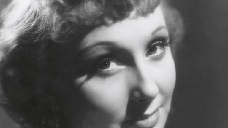 Studio portrait of Googie Withers. Autographed in black texta 'To Jillie, Best Wishes Googie Withers'.