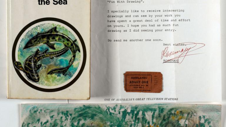 A drawing, book and fan letter from Rosemary Eather.