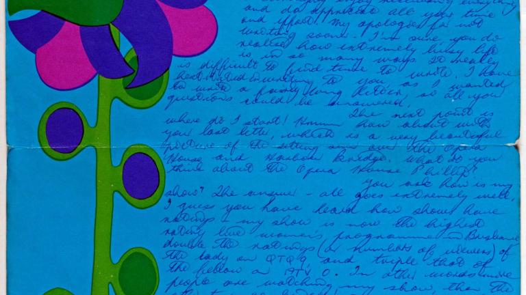 A handwritten letter to a fan from TV presenter Rosemary Eather.