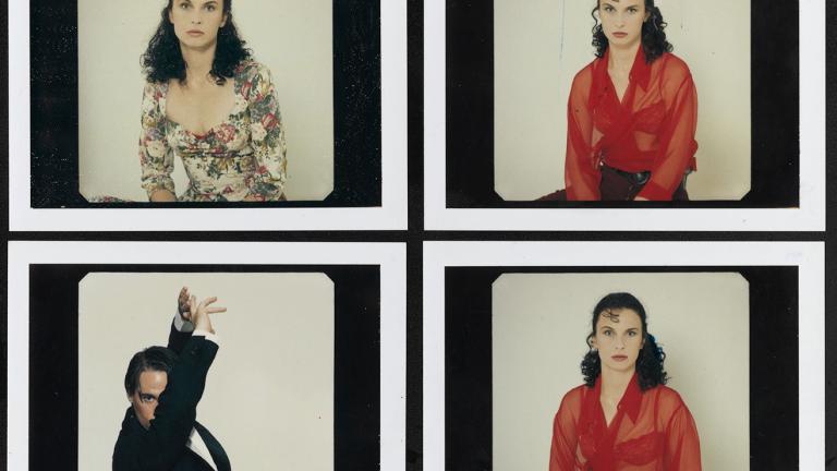 Costume development polaroids for Strictly Ballroom, featuring Tara Morice and Paul Mecurio