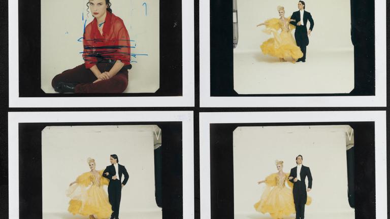 Costume development polaroids for Strictly Ballroom, featuring Tara Morice, Paul Mecurio and Gia Carides