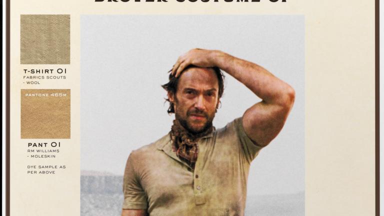 Actor Hugh Jackman in a western-style outfit on the set of Baz Luhrmann's film Australia.