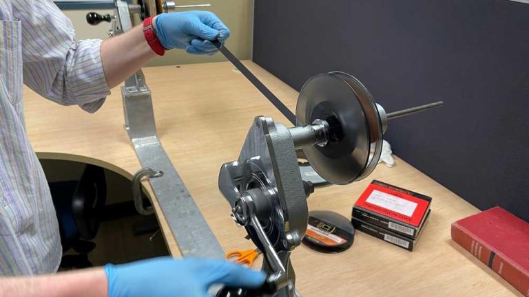 video tape being hand wound