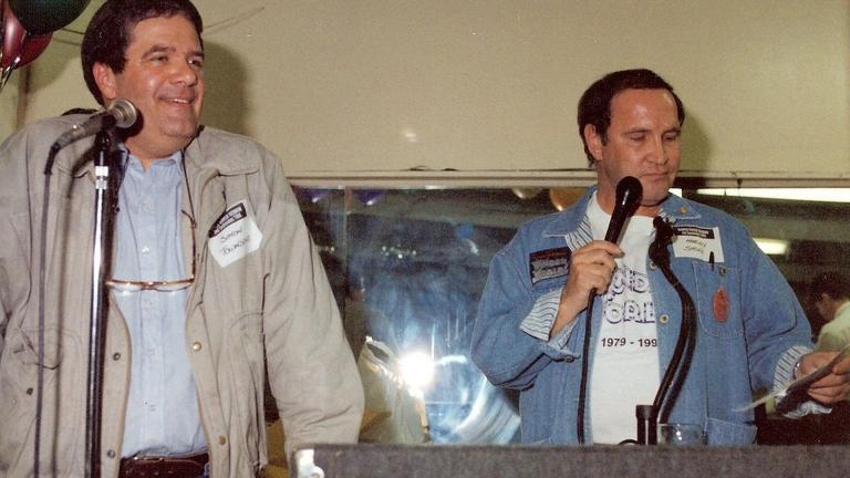 Simon Townsend and Harvey Shore, pictured in 1994.