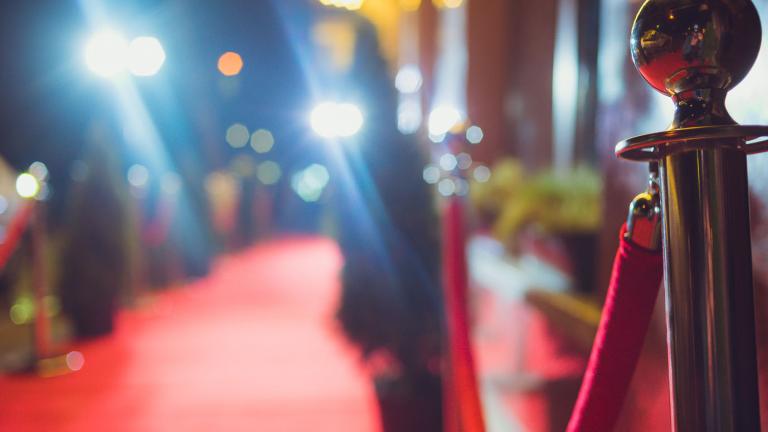 The red carpet at a Hollywood film premiere