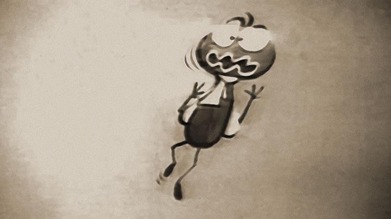 A panic-stricken Louie the Fly from the 1962 animated Mortein pest spray TV advertisement