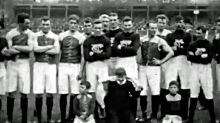 A group of players at the end of the 1909 VFL Grand Final