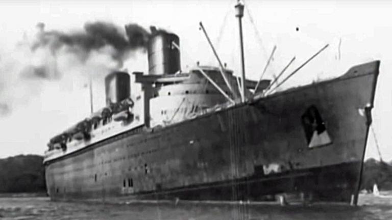 RMS Queen Mary in Sydney Harbour, circa 1940