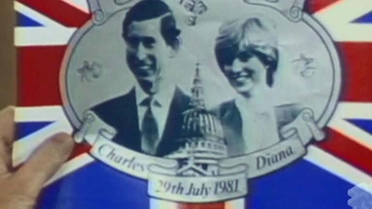 Images of Prince Charles and Diana Spencer on a postcard in 1981.