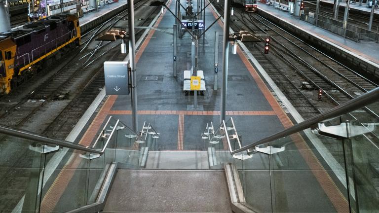 An empty train station platform