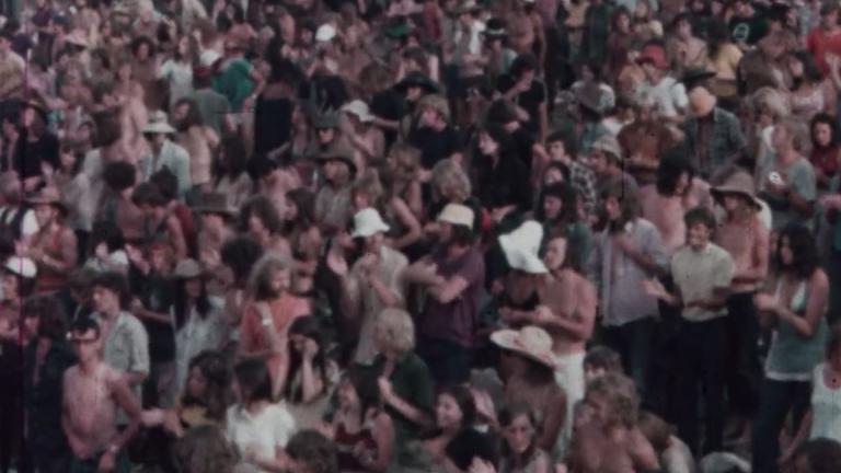 A packed crowd at an early 1970s music festival in Australia