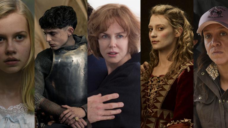 A series of five images showing scenes from movies