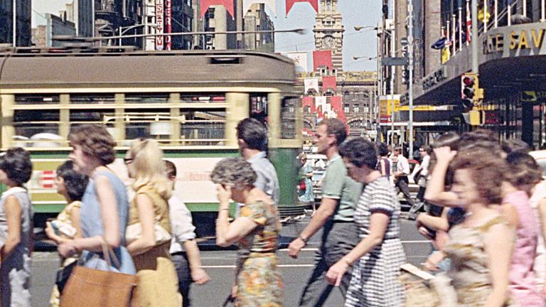 Street view of Melbourne in the 1960s Street view of Melbourne in the 1960s