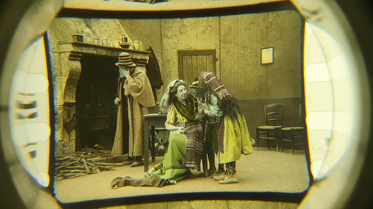 Close up of a frame from a strip of film