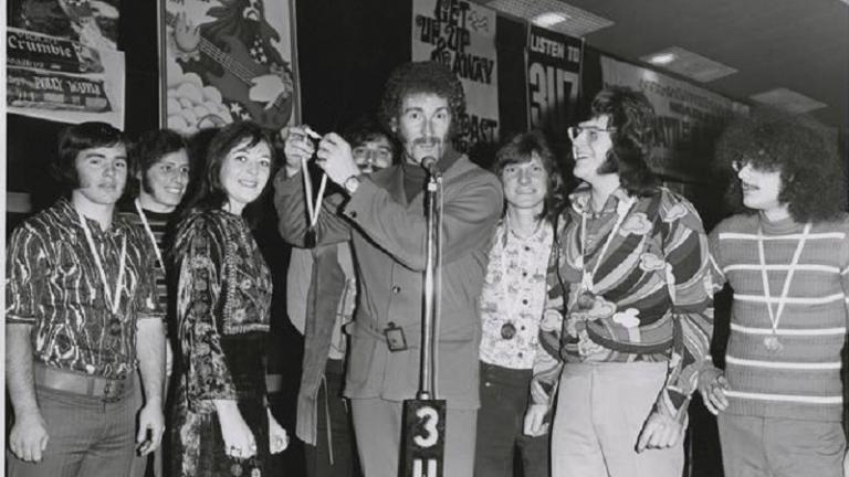 DJ Sam Angelesy awarding a band at Hoadley's Battle of the Sounds DJ Sam Angelesy awarding a band at Hoadley's Battle of the Sounds