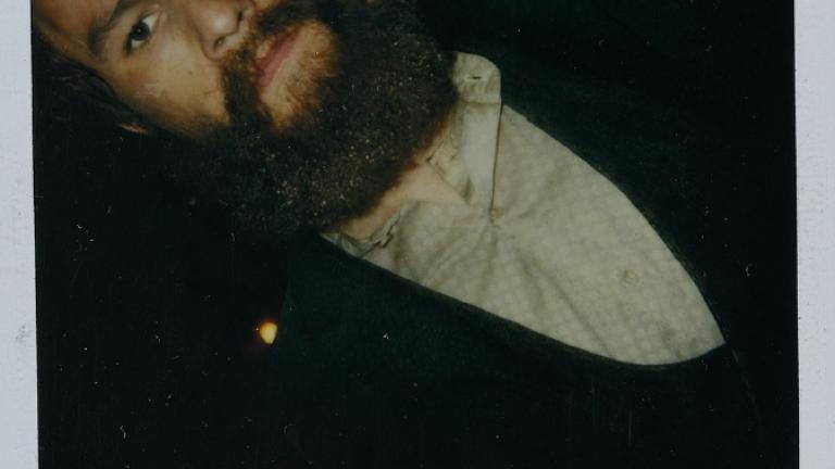 Polaroid photo of a bearded Heath Ledger in Ned Kelly costume.