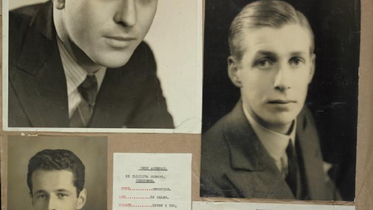 Cinesound Casting books_image 4 Page from a Cinesound Casting book showing 3 photographs of young men striking different poses