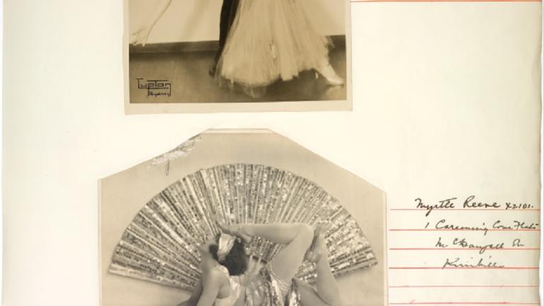 Cinesound Casting books_image 19 Page from a Cinesound Casting book showing multiple photographs of a young women striking different poses