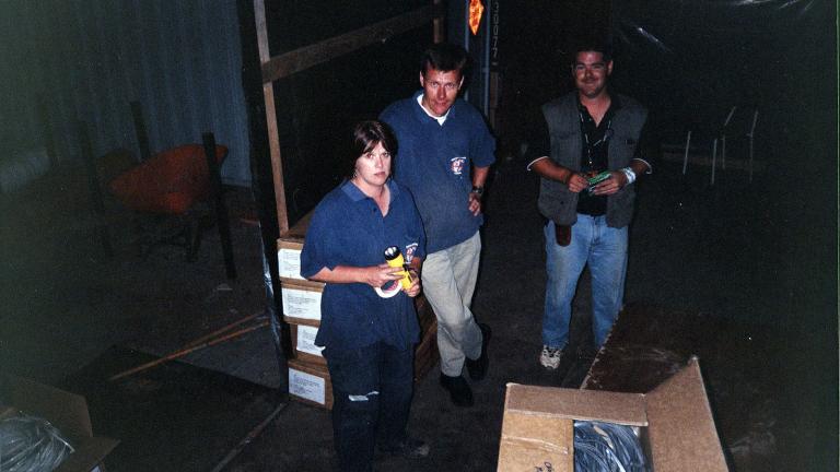 Karen with pyrotechnics crew in Canada Karen with pyrotechnics crew in Canada
