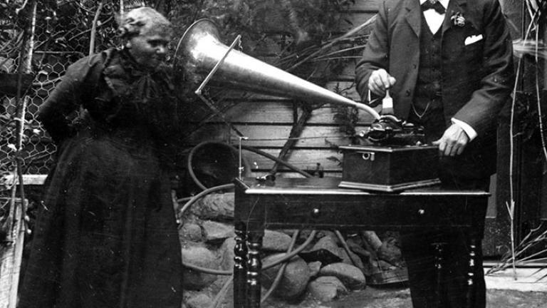 Black and white image of Fanny Cochrane and Horace Watson