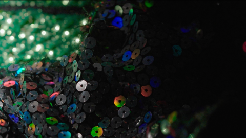 Close up of some sparkly sequinned fabric.