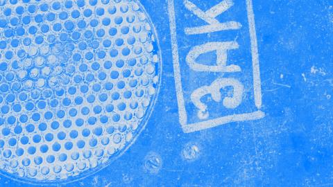 Close crop image of old AV equipment with blue filter
