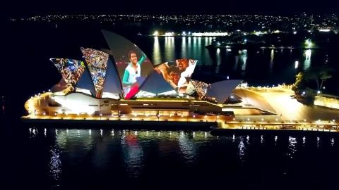 Images of the 2000 Sydney Olympics projected onto the Sydney Opera House