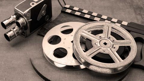 Vintage camera and film reels
