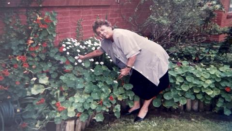 Aunty Pansy Hickey in her Garden at Cawarra Womens Refuge