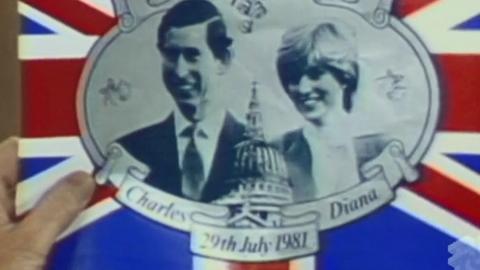 Images of Prince Charles and Diana Spencer on a postcard in 1981.