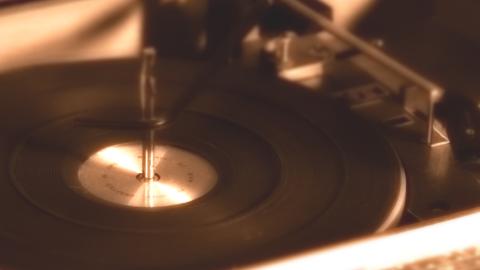 Close-up of 1950s turntable for vinyl records