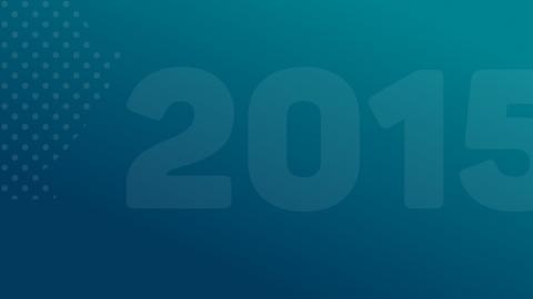 Graphic with gradient colours of teal and blue and the year 2015 and a series of dots partially over the top.
