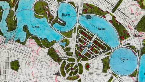 Glass slide of town planning design for Canberra