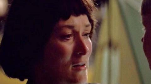 Meryl Streep as Lindy Chamberlain consoles her son after her baby has been taken by a dingo.