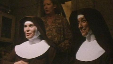 Sister Theopilus (Kirrily Nolan) and Sister Beatrix (Dinah Shearing) with Mumma (Anne Phelan) in the background